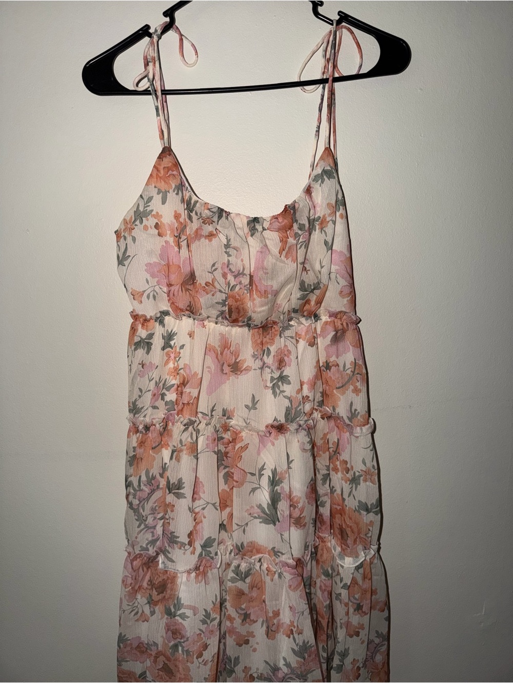 Floral Tiered Slip Dress - Pink & Peach Floral